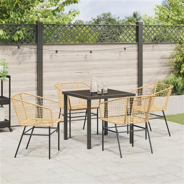 Grote foto vidaxl 5 delige tuin eettafelset bruin poly rattan tuin en terras tuinmeubelen