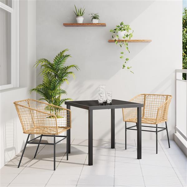 Grote foto vidaxl 3 delige tuin eetset bruin poly rattan tuin en terras tuinmeubelen