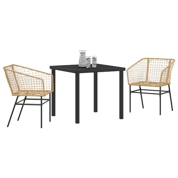 Grote foto vidaxl 3 delige tuin eetset bruin poly rattan tuin en terras tuinmeubelen