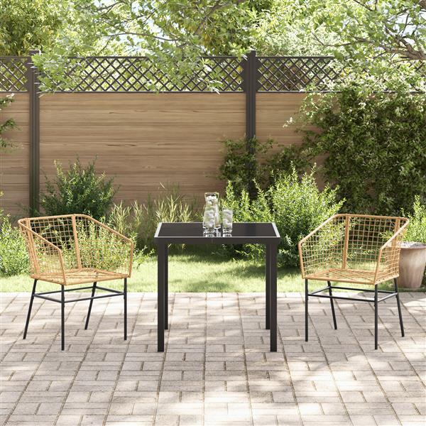 Grote foto vidaxl 3 delige tuin eetset bruin poly rattan tuin en terras tuinmeubelen
