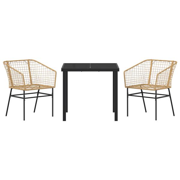 Grote foto vidaxl 3 delige tuin eetset bruin poly rattan tuin en terras tuinmeubelen