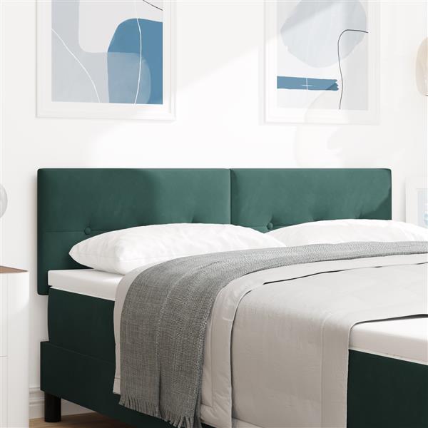 Grote foto vidaxl hoofdbord met knopen 140 cm fluweel donkergroen antiek en kunst stoelen en banken