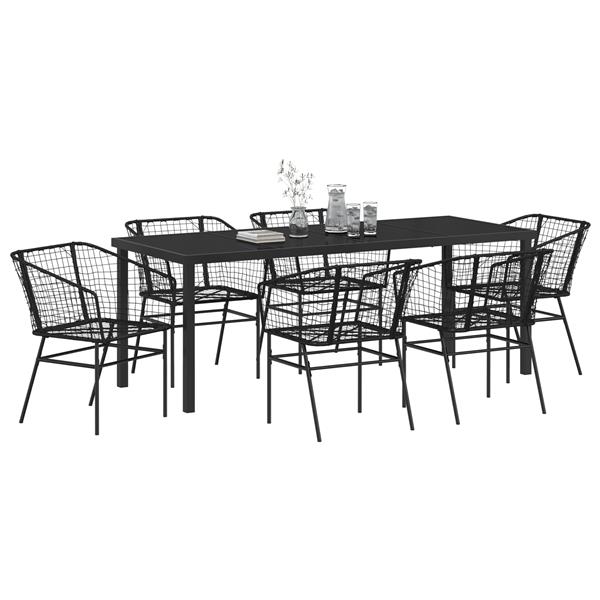 Grote foto vidaxl 7 delige tuinset zwart poly rattan tuin en terras tuinmeubelen