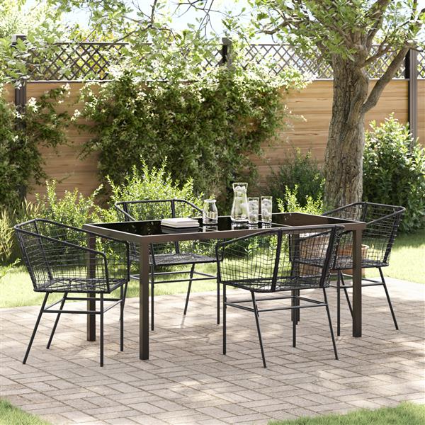 Grote foto vidaxl 5 delige tuinset zwart poly rattan tuin en terras tuinmeubelen