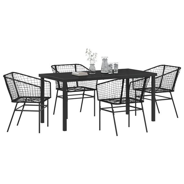 Grote foto vidaxl 5 delige tuinset zwart poly rattan tuin en terras tuinmeubelen