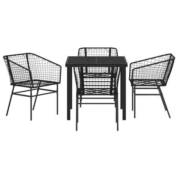 Grote foto vidaxl 5 delige tuin eettafel set zwart poly rattan tuin en terras tuinmeubelen