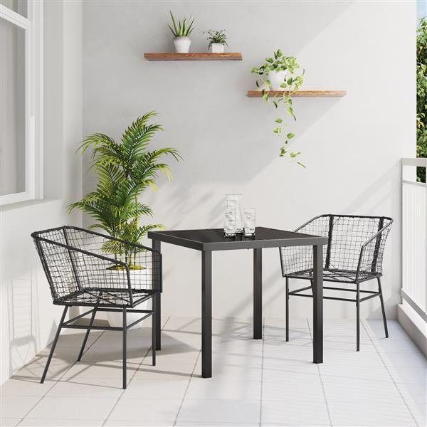 Grote foto vidaxl tuin eetset 3 delig zwart poly rattan tuin en terras tuinmeubelen