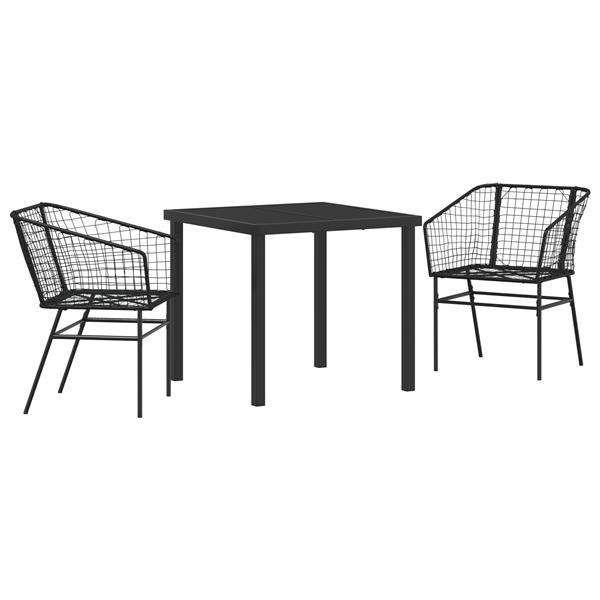 Grote foto vidaxl tuin eetset 3 delig zwart poly rattan tuin en terras tuinmeubelen