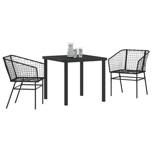 Grote foto vidaxl tuin eetset 3 delig zwart poly rattan tuin en terras tuinmeubelen