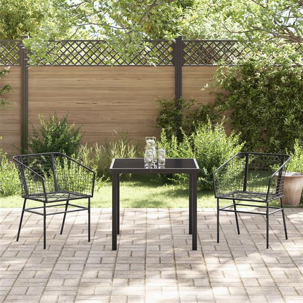 Grote foto vidaxl tuin eetset 3 delig zwart poly rattan tuin en terras tuinmeubelen