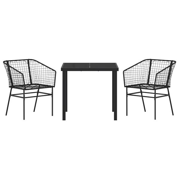 Grote foto vidaxl tuin eetset 3 delig zwart poly rattan tuin en terras tuinmeubelen