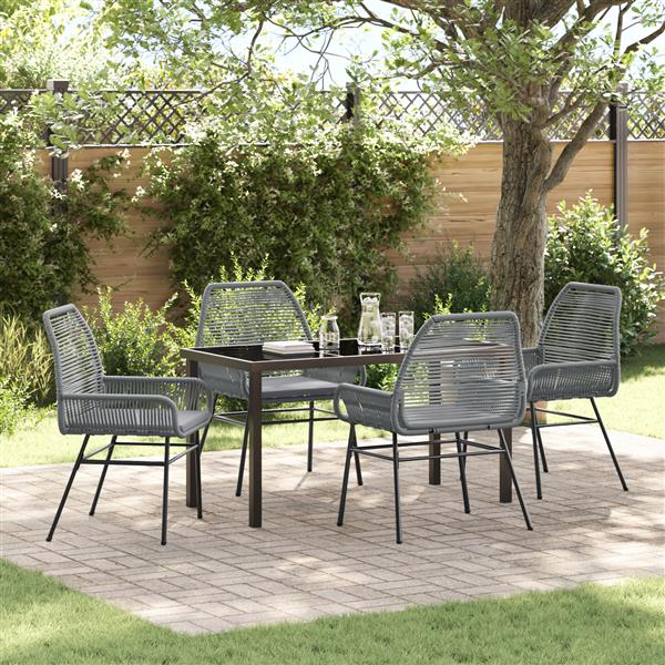 Grote foto vidaxl 5 delige tuinset met kussens in het grijs van poly rattan tuin en terras tuinmeubelen