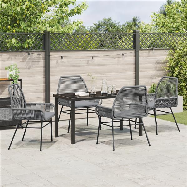Grote foto vidaxl 5 delige tuinset met kussens in het grijs van poly rattan tuin en terras tuinmeubelen