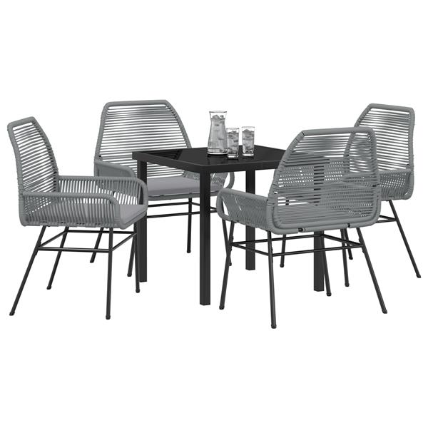 Grote foto vidaxl 5 delige tuinset met kussens grijs poly rattan tuin en terras tuinmeubelen