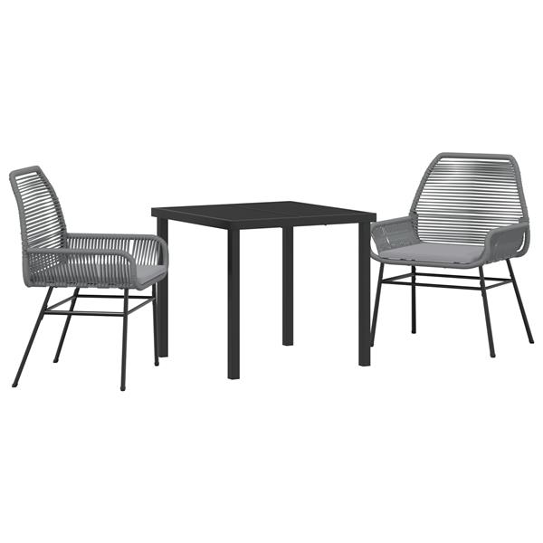 Grote foto vidaxl 3 delige tuinset met kussens grijs poly rattan tuin en terras tuinmeubelen
