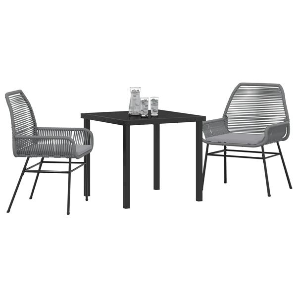 Grote foto vidaxl 3 delige tuinset met kussens grijs poly rattan tuin en terras tuinmeubelen