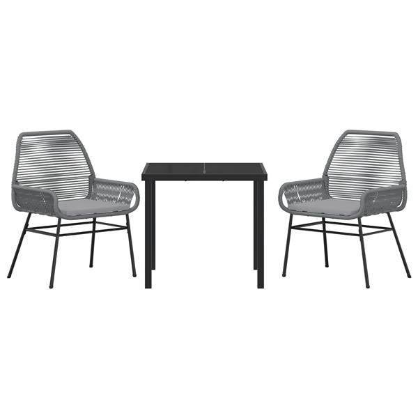 Grote foto vidaxl 3 delige tuinset met kussens grijs poly rattan tuin en terras tuinmeubelen