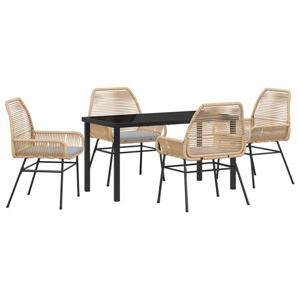 Grote foto vidaxl 5 delige tuin eettafelset met kussens bruin poly rattan tuin en terras tuinmeubelen