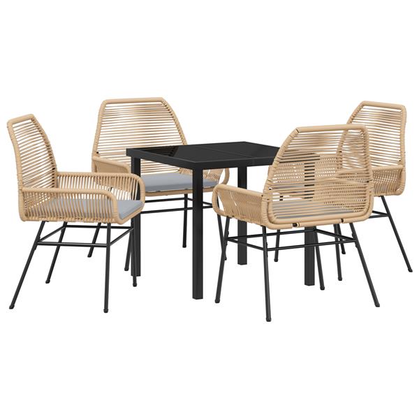 Grote foto vidaxl 5 delige tuinset met kussens bruin poly rattan tuin en terras tuinmeubelen