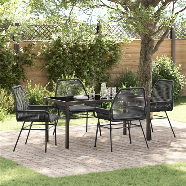 Grote foto vidaxl 5 delige tuinset met kussens zwart poly rattan tuin en terras tuinmeubelen