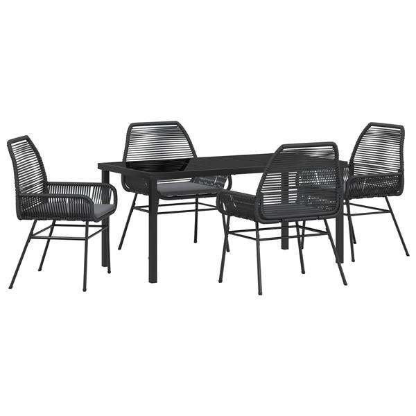 Grote foto vidaxl 5 delige tuinset met kussens zwart poly rattan tuin en terras tuinmeubelen