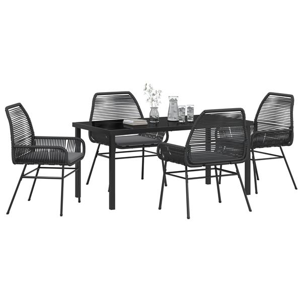 Grote foto vidaxl 5 delige tuinset met kussens zwart poly rattan tuin en terras tuinmeubelen