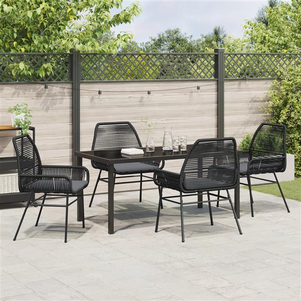 Grote foto vidaxl 5 delige tuinset met kussens zwart poly rattan tuin en terras tuinmeubelen