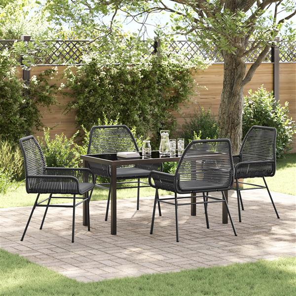 Grote foto vidaxl 5 delige tuinset met kussens zwart poly rattan tuin en terras tuinmeubelen