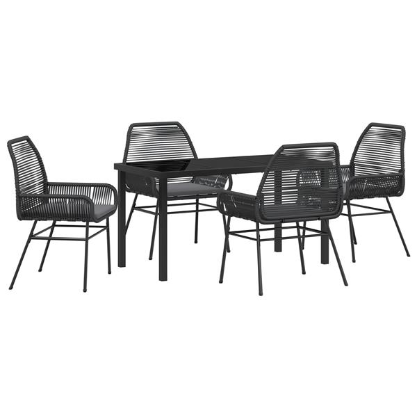 Grote foto vidaxl 5 delige tuinset met kussens zwart poly rattan tuin en terras tuinmeubelen