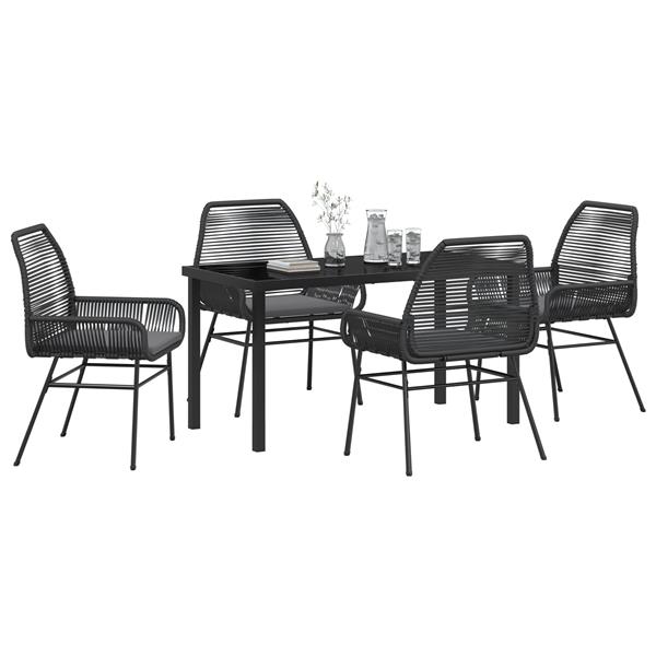 Grote foto vidaxl 5 delige tuinset met kussens zwart poly rattan tuin en terras tuinmeubelen