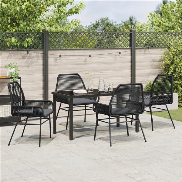 Grote foto vidaxl 5 delige tuinset met kussens zwart poly rattan tuin en terras tuinmeubelen