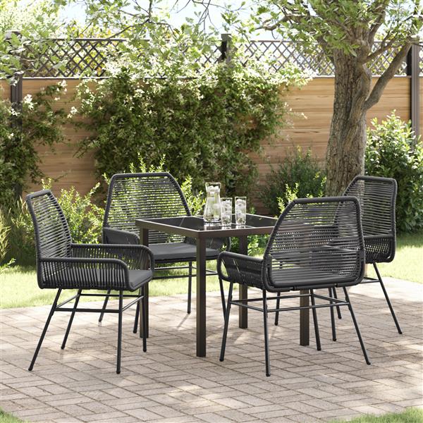 Grote foto vidaxl 5 delige tuinset met kussens zwart poly rattan tuin en terras tuinmeubelen