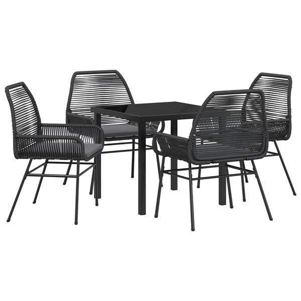 Grote foto vidaxl 5 delige tuinset met kussens zwart poly rattan tuin en terras tuinmeubelen