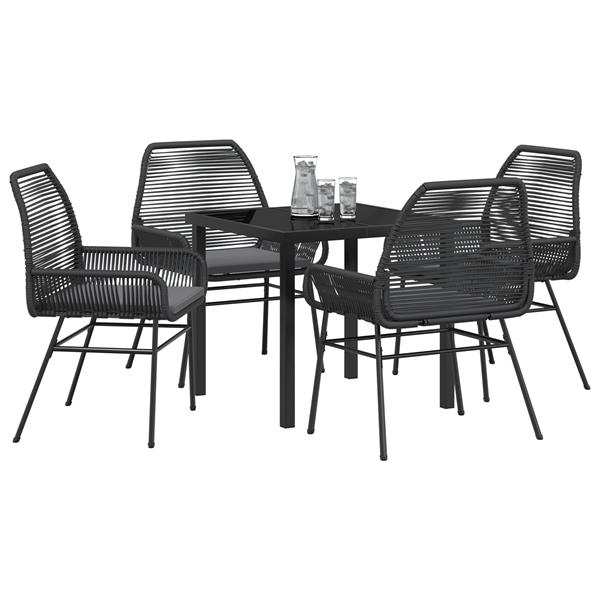 Grote foto vidaxl 5 delige tuinset met kussens zwart poly rattan tuin en terras tuinmeubelen