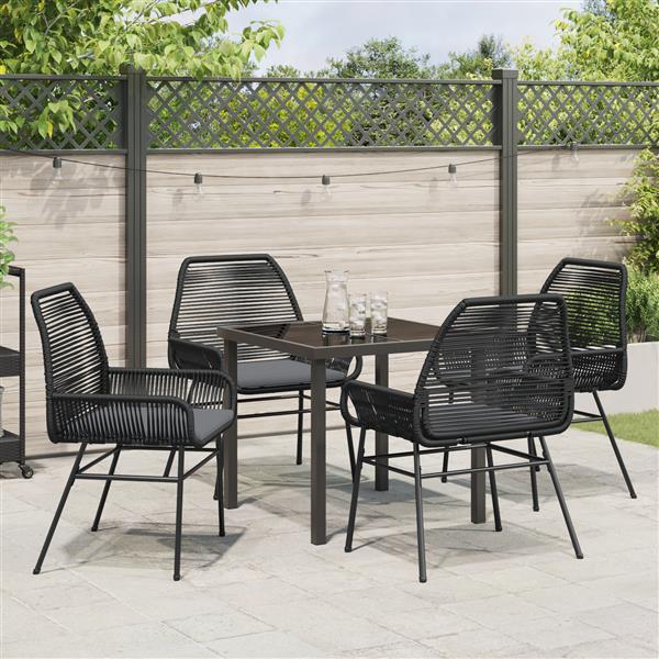 Grote foto vidaxl 5 delige tuinset met kussens zwart poly rattan tuin en terras tuinmeubelen