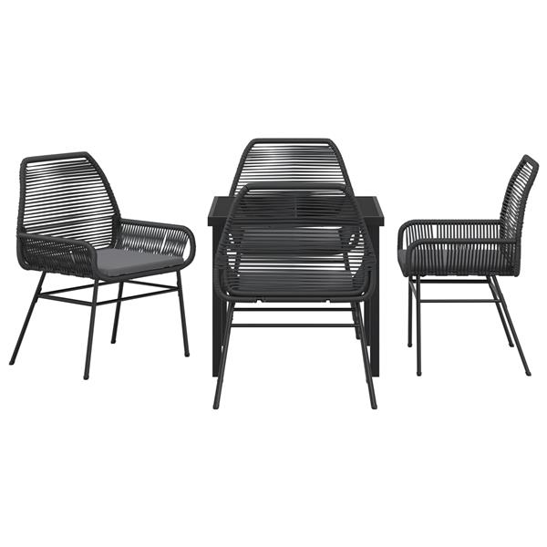 Grote foto vidaxl 5 delige tuinset met kussens zwart poly rattan tuin en terras tuinmeubelen