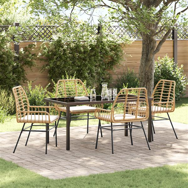Grote foto vidaxl 5 delige tuinset met kussens bruin poly rattan tuin en terras tuinmeubelen