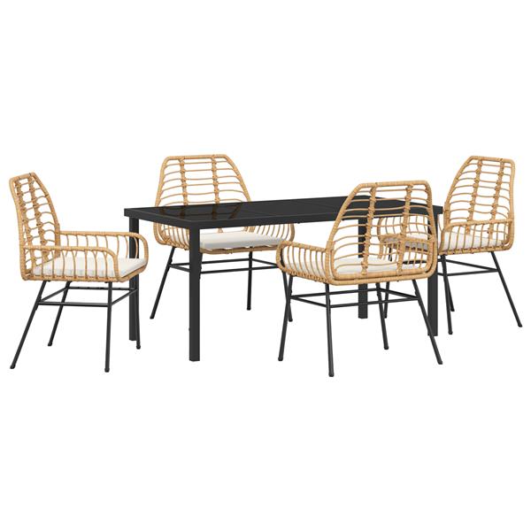Grote foto vidaxl 5 delige tuinset met kussens bruin poly rattan tuin en terras tuinmeubelen