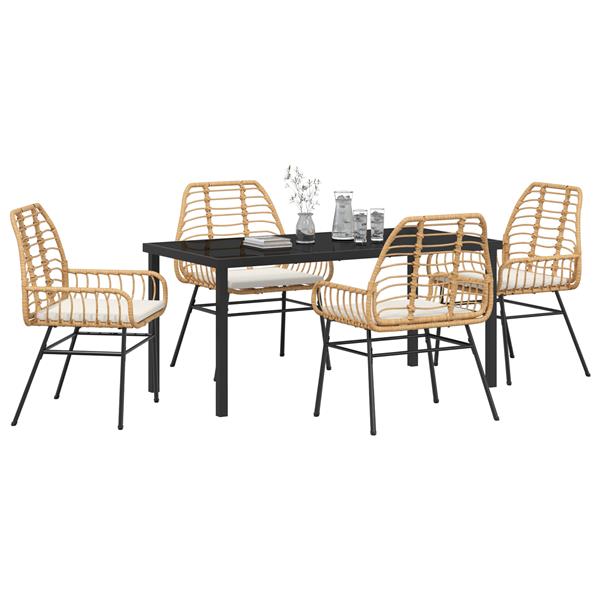 Grote foto vidaxl 5 delige tuinset met kussens bruin poly rattan tuin en terras tuinmeubelen