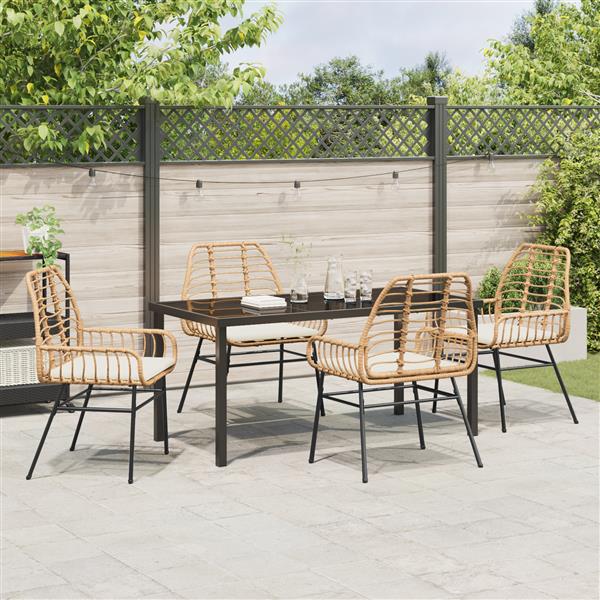 Grote foto vidaxl 5 delige tuinset met kussens bruin poly rattan tuin en terras tuinmeubelen