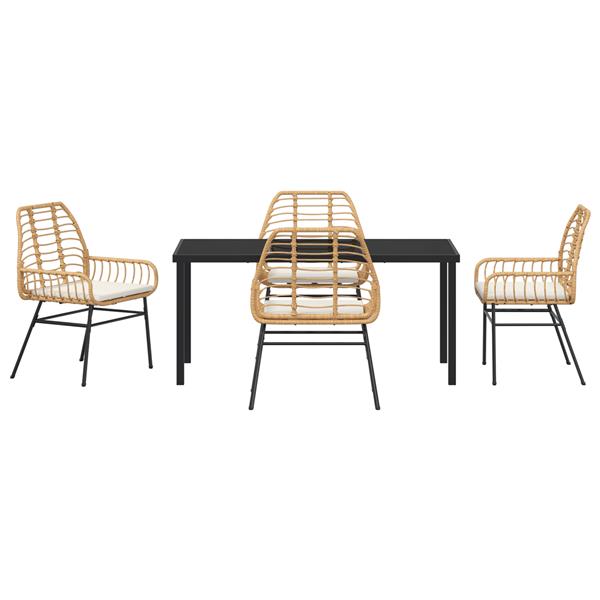 Grote foto vidaxl 5 delige tuinset met kussens bruin poly rattan tuin en terras tuinmeubelen