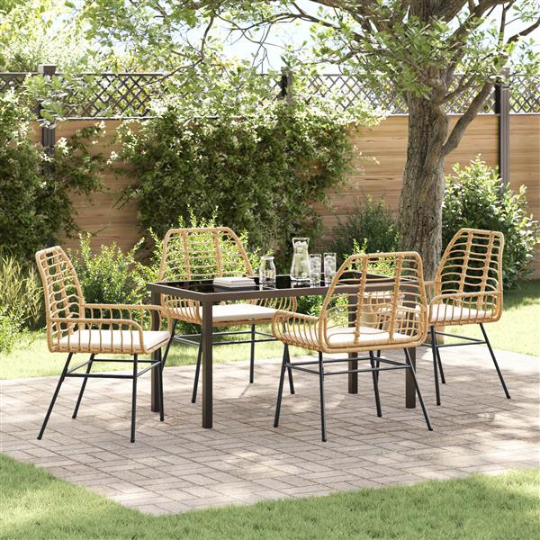 Grote foto vidaxl 5 delige tuinset met kussens bruin poly rattan tuin en terras tuinmeubelen