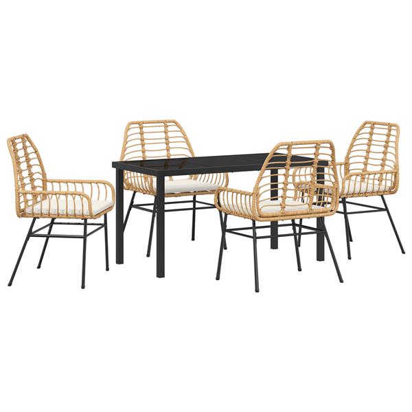 Grote foto vidaxl 5 delige tuinset met kussens bruin poly rattan tuin en terras tuinmeubelen