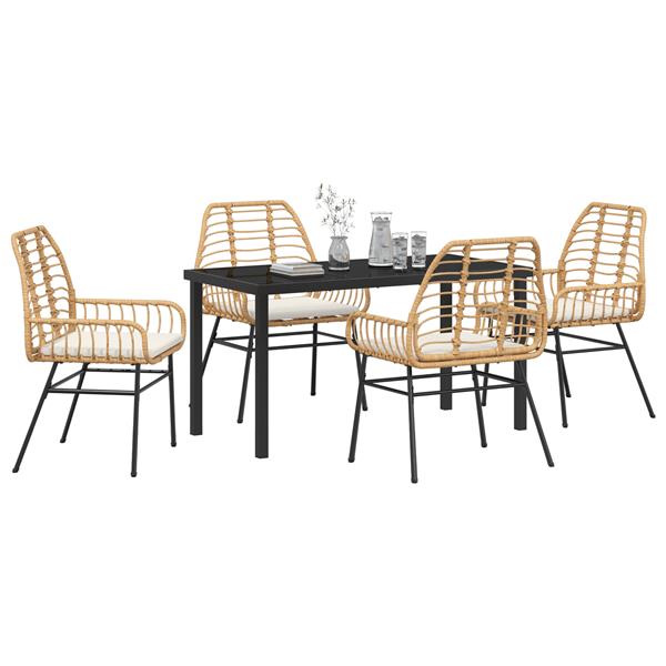 Grote foto vidaxl 5 delige tuinset met kussens bruin poly rattan tuin en terras tuinmeubelen