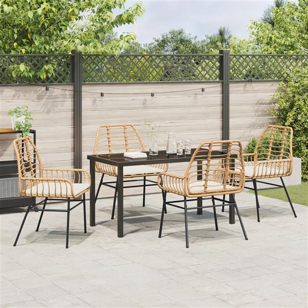 Grote foto vidaxl 5 delige tuinset met kussens bruin poly rattan tuin en terras tuinmeubelen