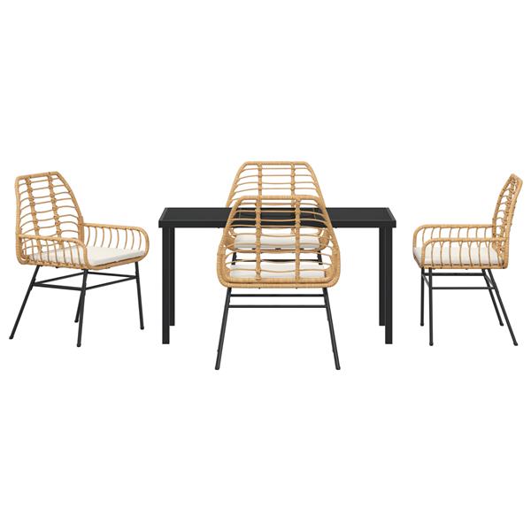 Grote foto vidaxl 5 delige tuinset met kussens bruin poly rattan tuin en terras tuinmeubelen