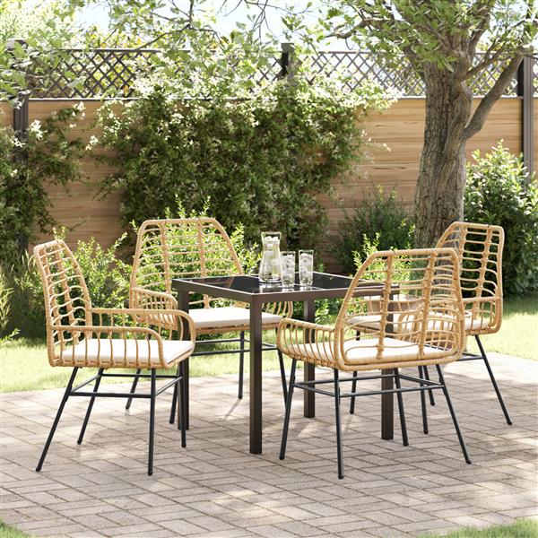Grote foto vidaxl 5 delige tuinset met kussens bruin poly rattan tuin en terras tuinmeubelen