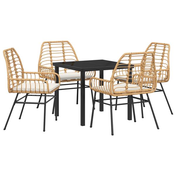 Grote foto vidaxl 5 delige tuinset met kussens bruin poly rattan tuin en terras tuinmeubelen