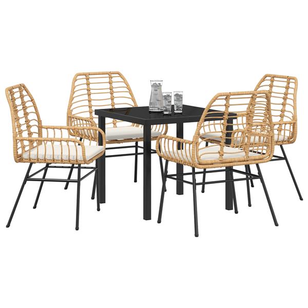 Grote foto vidaxl 5 delige tuinset met kussens bruin poly rattan tuin en terras tuinmeubelen