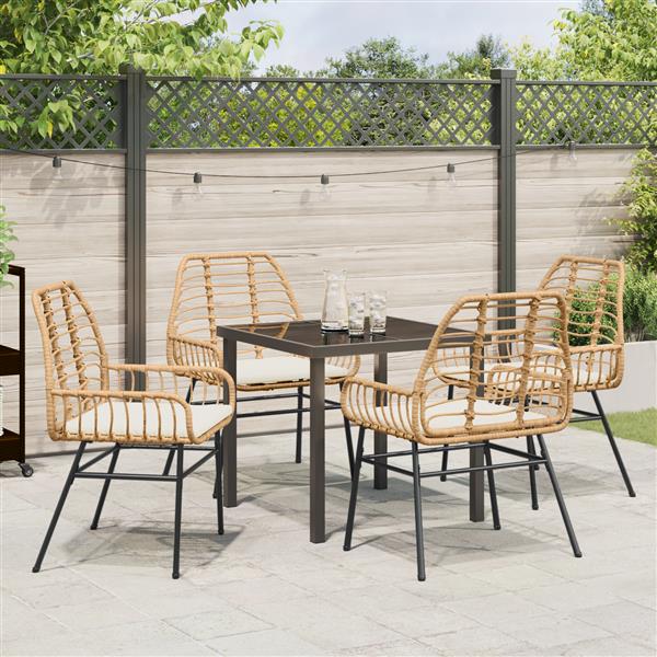 Grote foto vidaxl 5 delige tuinset met kussens bruin poly rattan tuin en terras tuinmeubelen